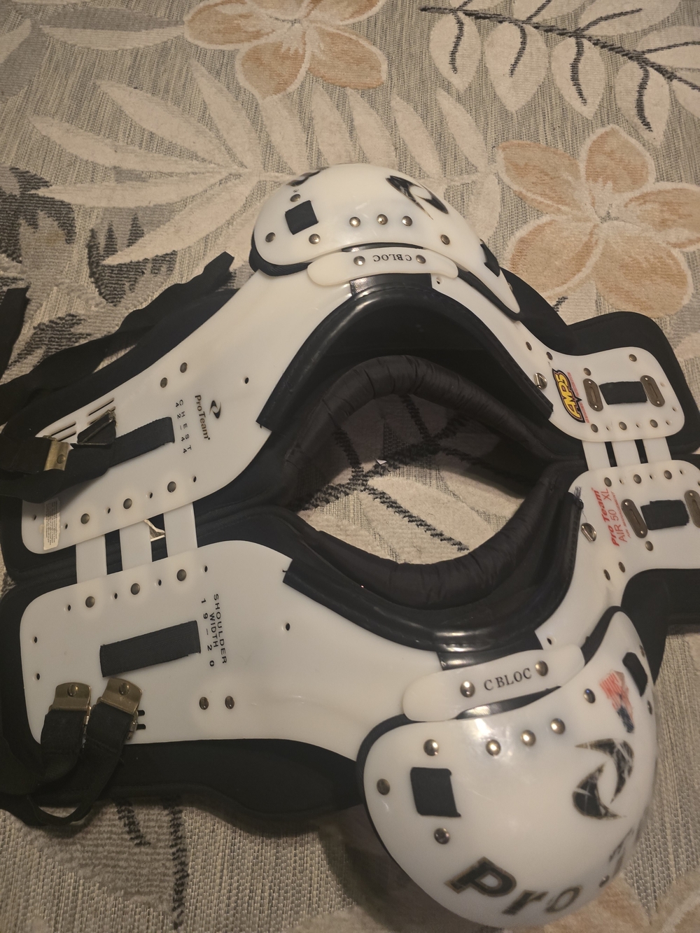 White and Black Football Shoulder Pads - Youth/Adult Protective Gear